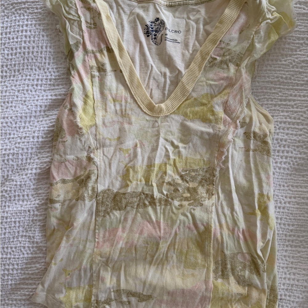Pilcro by Anthropologie Cream Camo Tee